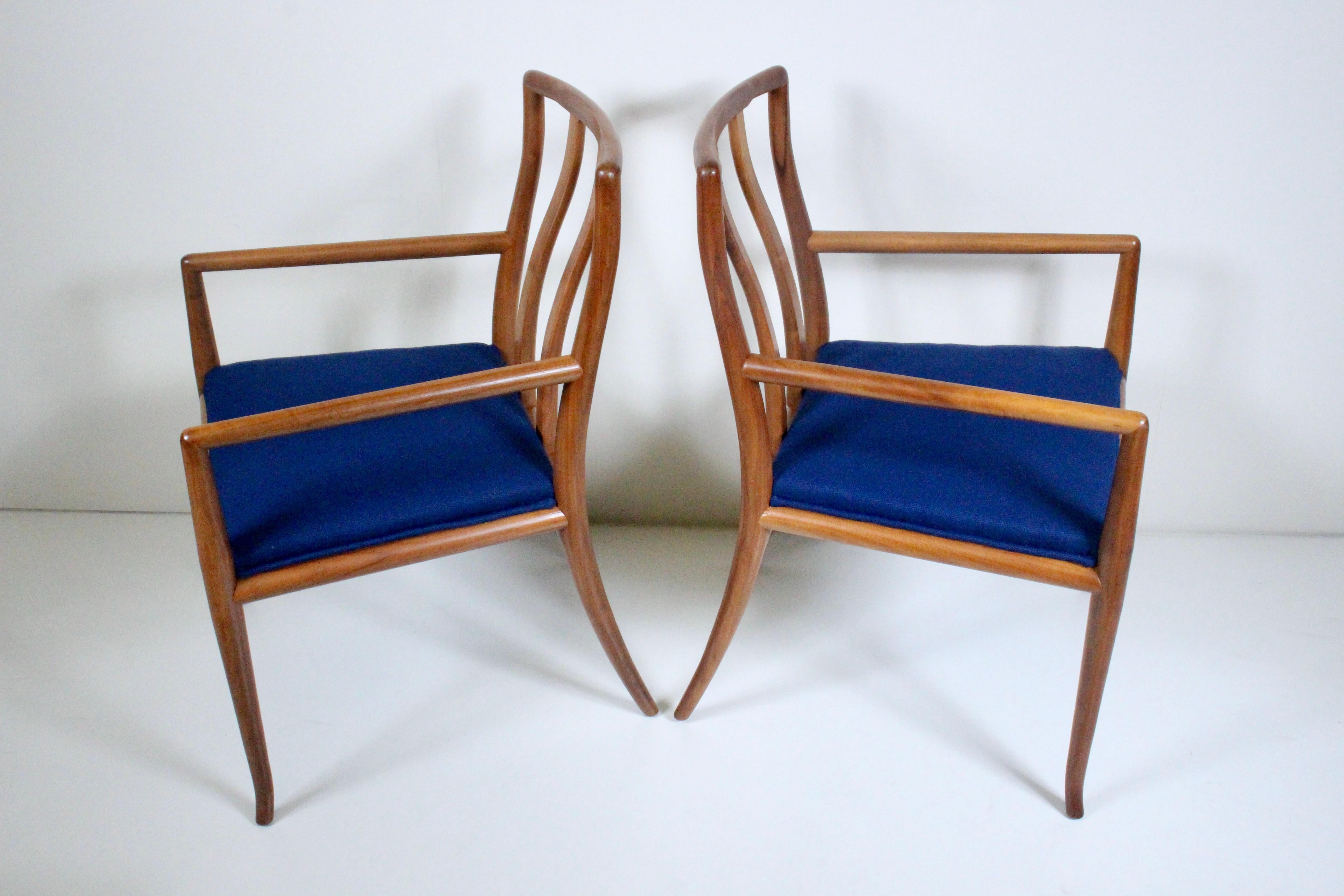 Set Six T. H. Robsjohn Gibbings for Widdicomb Sabre Walnut Dining Chairs, 1950's 5