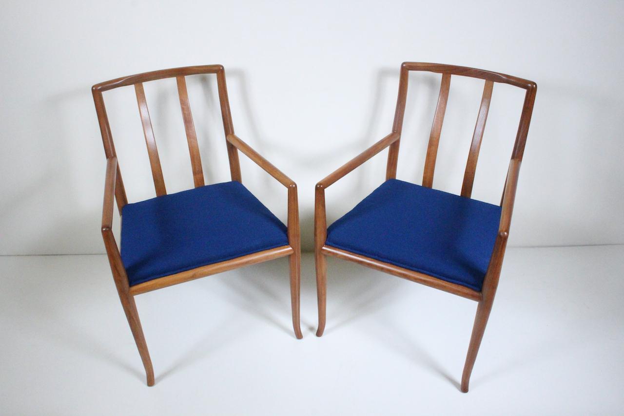 Set of 6 T. H. Robsjohn Gibbings for Widdicomb Sabre Walnut Dining Chairs, 1950s For Sale 5