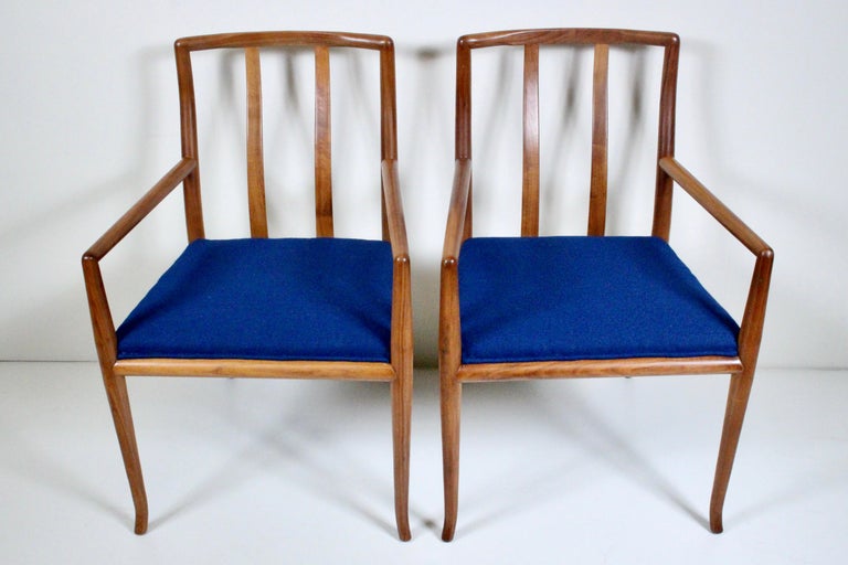 Set Six T. H. Robsjohn Gibbings for Widdicomb Sabre Walnut Dining Chairs, 1950's For Sale 6