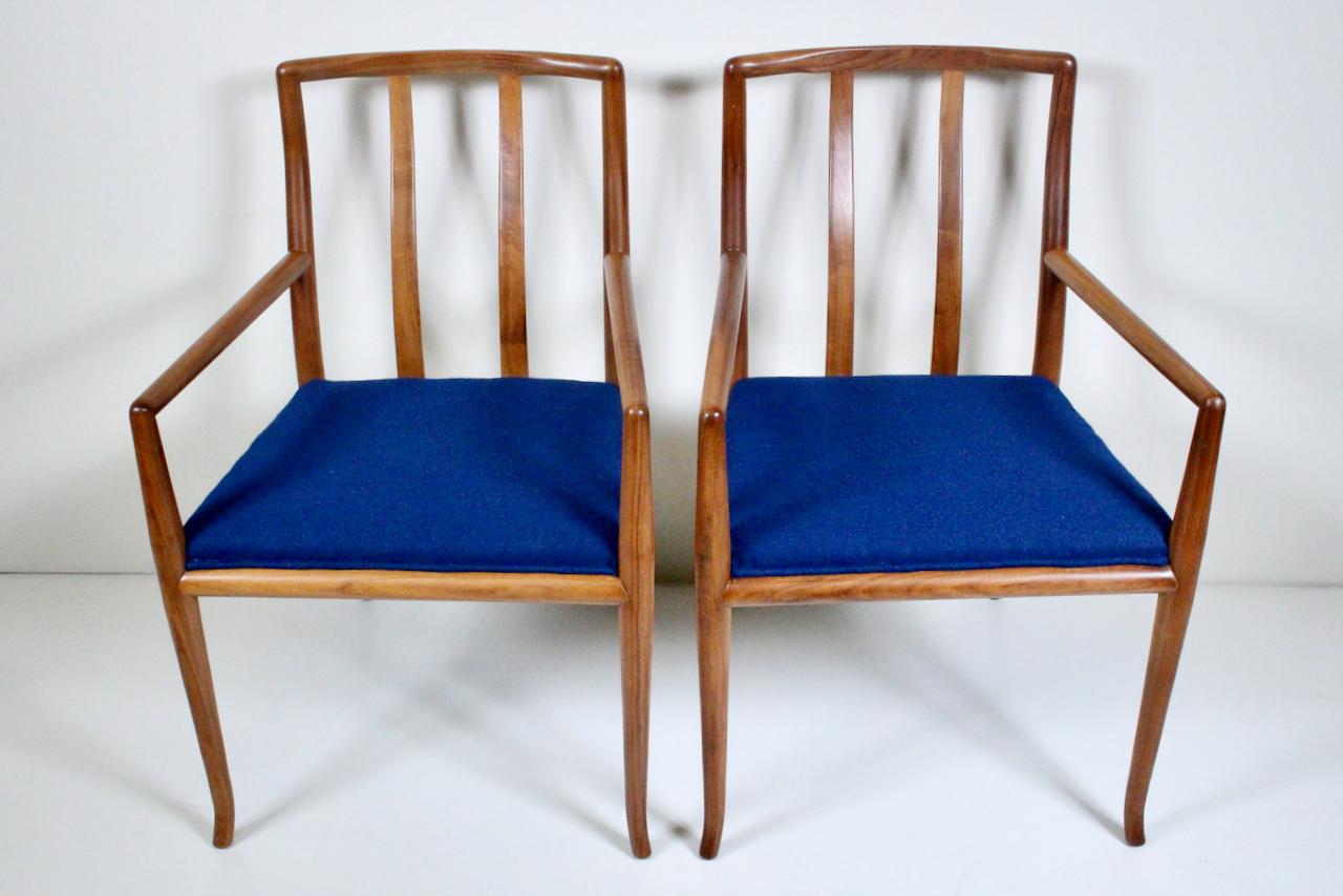 Set of 6 T. H. Robsjohn Gibbings for Widdicomb Sabre Walnut Dining Chairs, 1950s For Sale 6