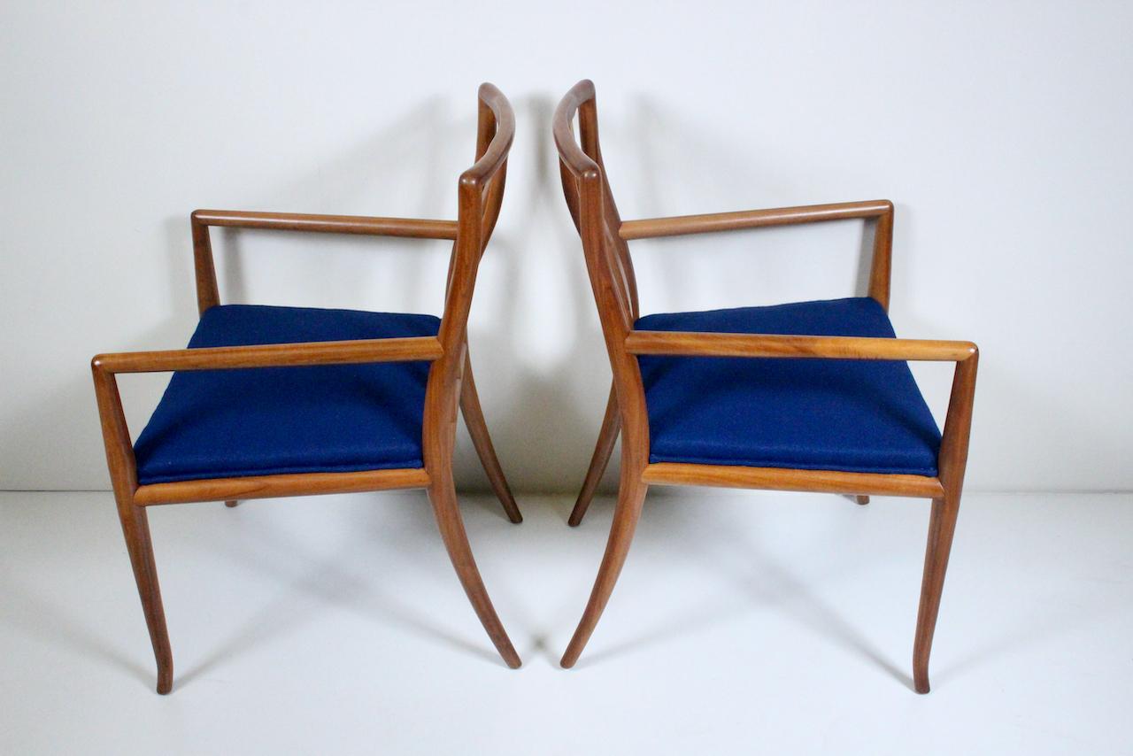 Set of 6 T. H. Robsjohn Gibbings for Widdicomb Sabre Walnut Dining Chairs, 1950s For Sale 2