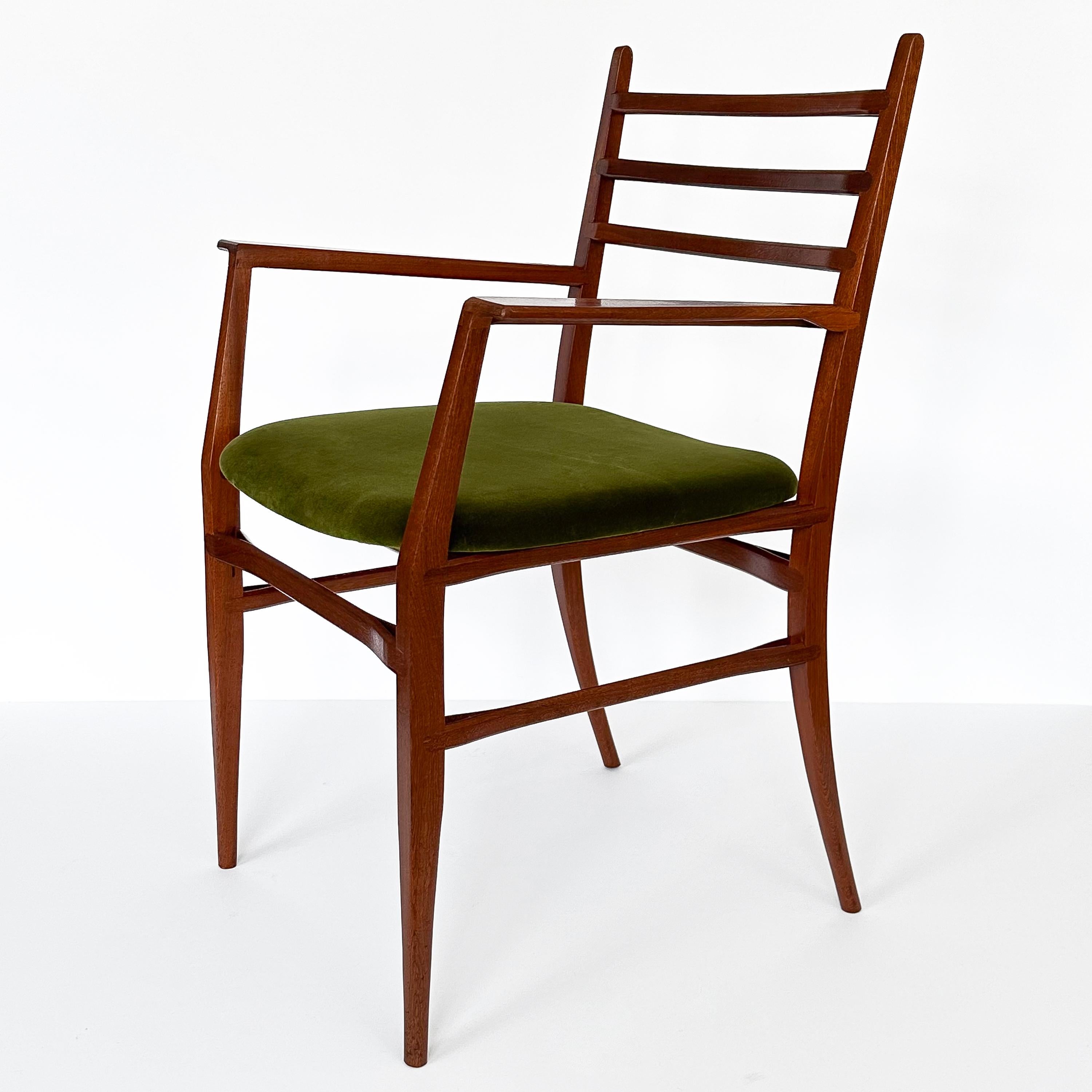 Velvet Set Six ‘Trieste’ Dining Chairs by Guglielmo Ulrich For Sale