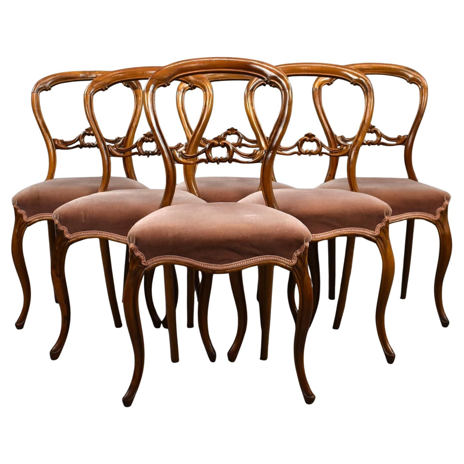 Set di sei sedie da pranzo vittoriane in vendita