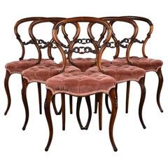 Antique Set Six Victorian Rosewood Dining Chairs