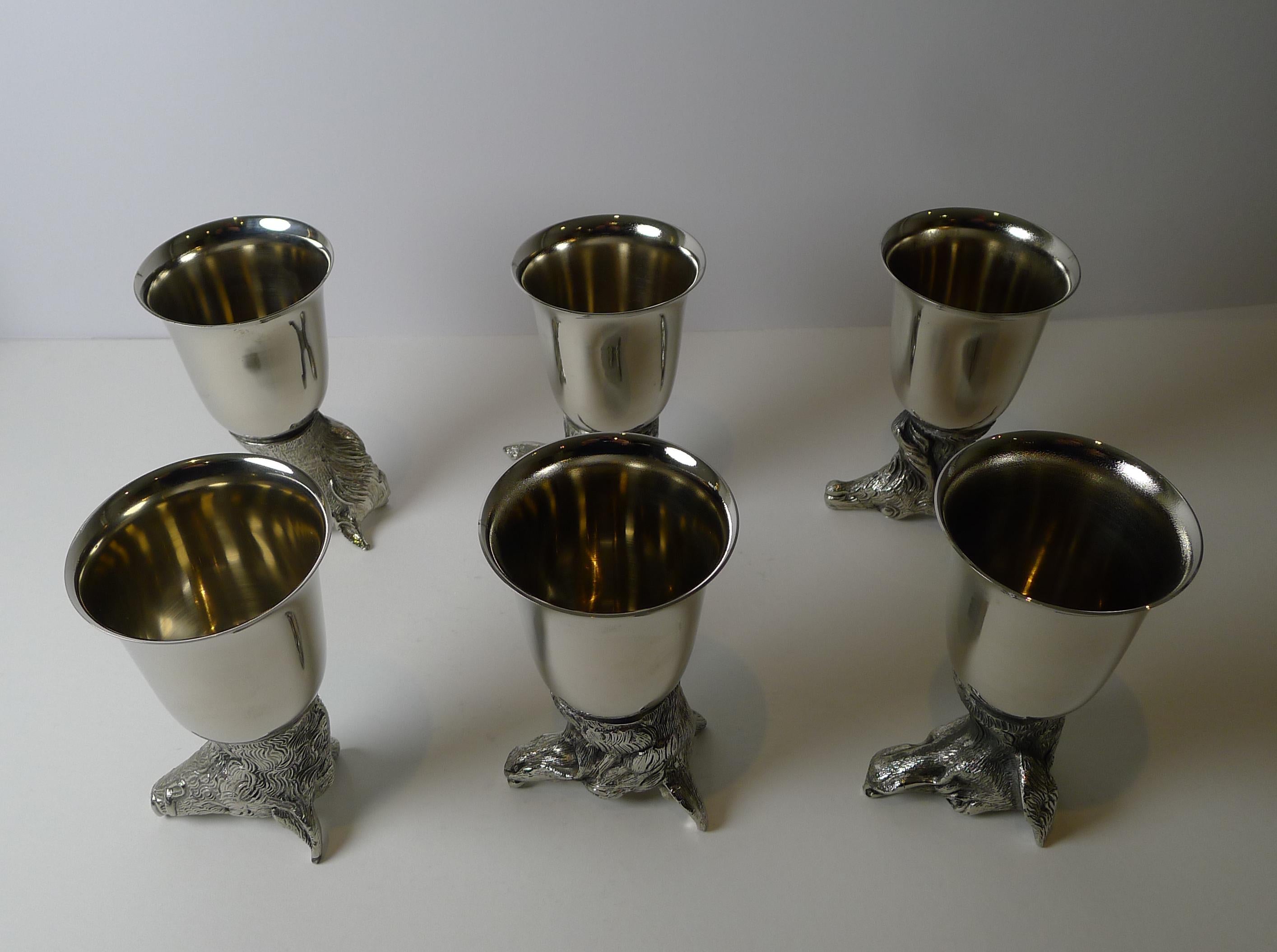 Set Six Vintage Italian Animal Head Stirrup Cups, c.1970 5