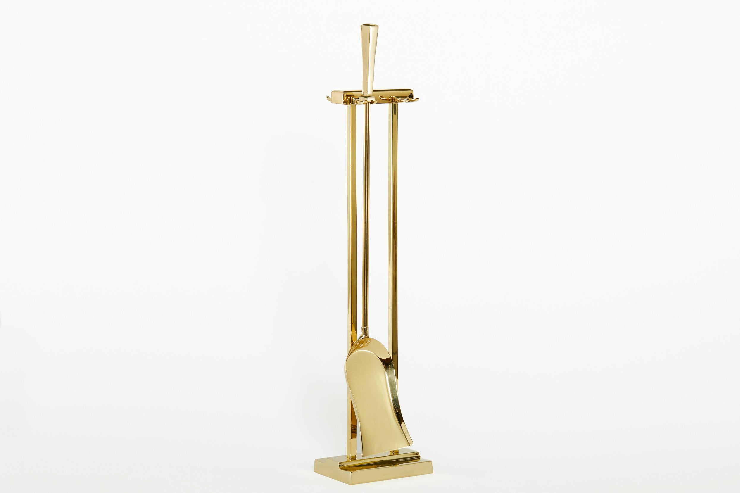 Italian Set Solid Brass Fire Tool / Stand