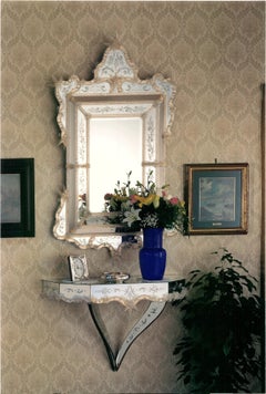 Specchio Veneziano + Consolle in Vetro di Murano di Fratelli Tosi