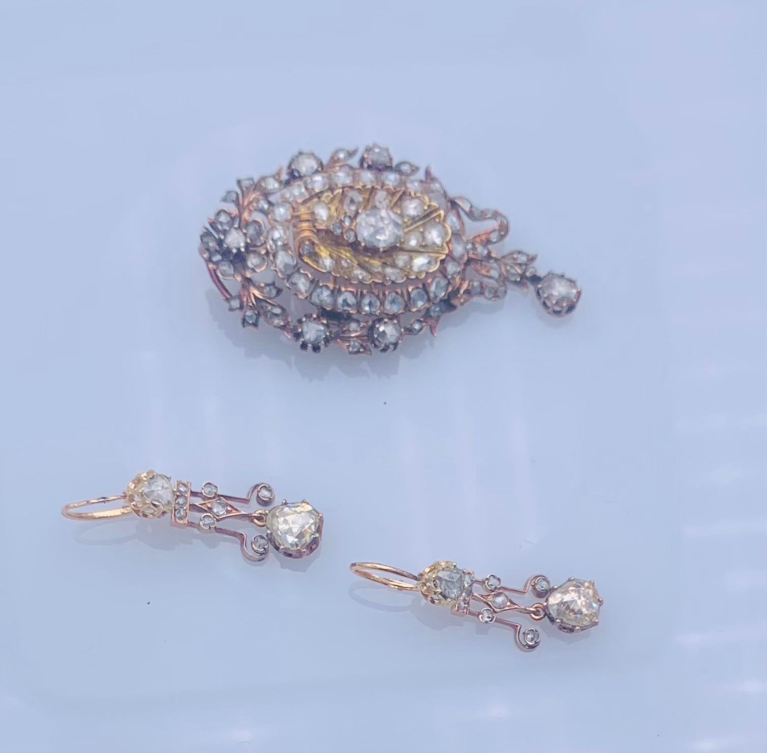 brosche und Ohrring-Set (French Cut) im Angebot