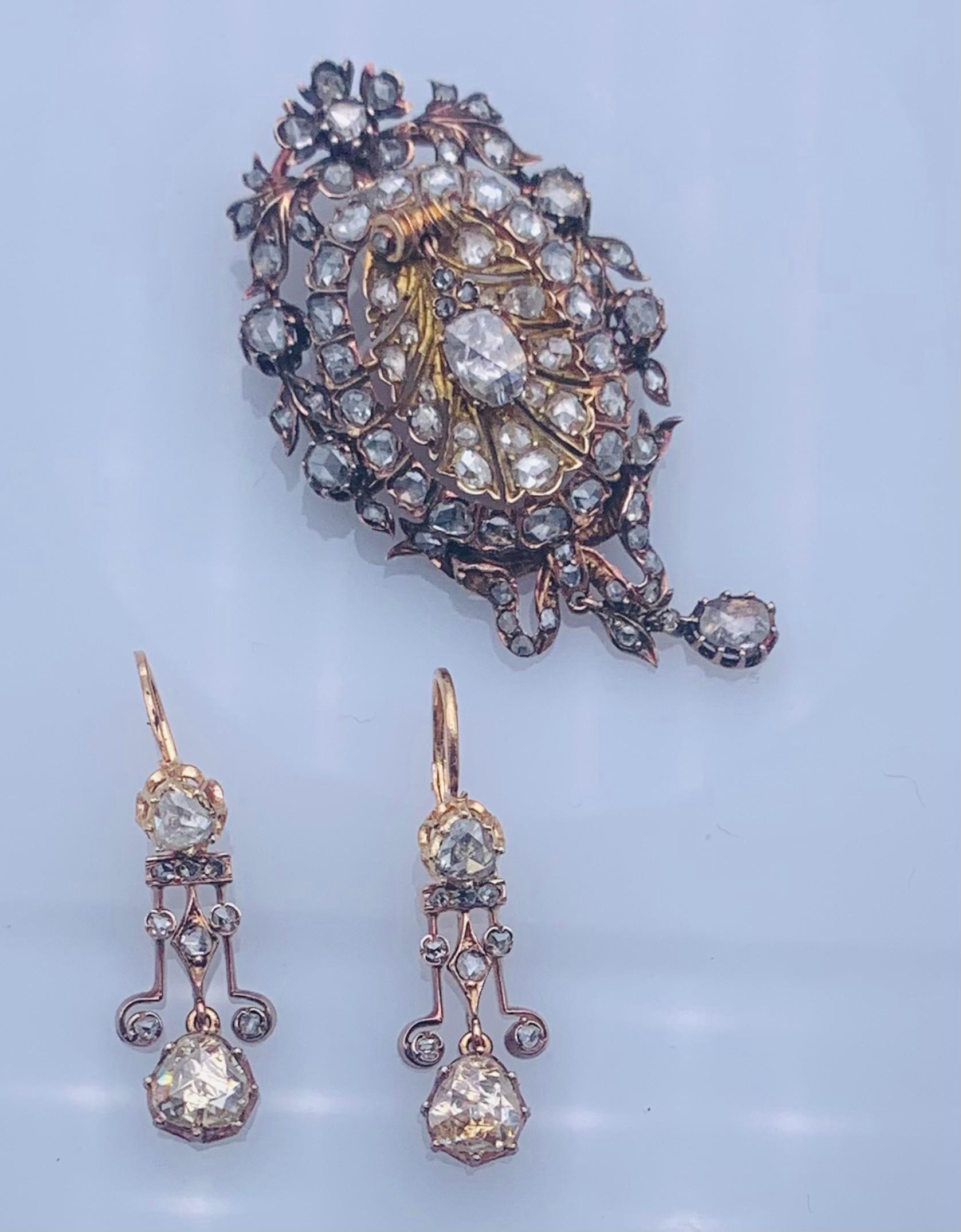 brosche und Ohrring-Set im Zustand „Gut“ im Angebot in Montecatini Terme, IT