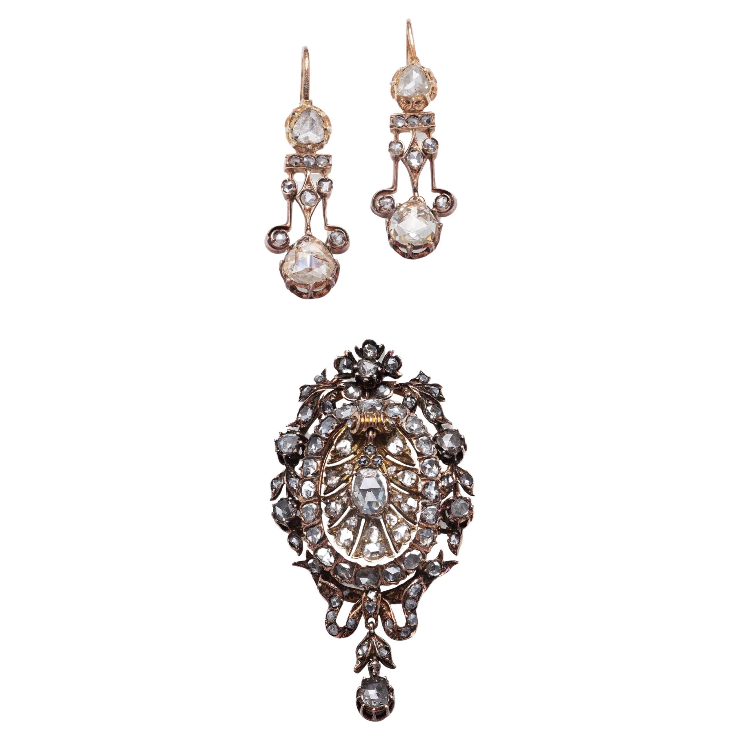 brosche und Ohrring-Set im Angebot