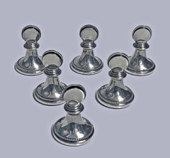 Set Sterling Silver Menu Place Card Holders Birmingham, 1989