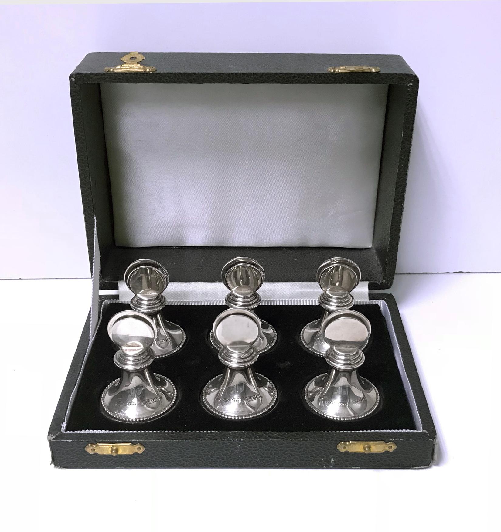 Set Sterling Silver Menu Place Card Holders Birmingham, 1989 In Good Condition In Toronto, Ontario