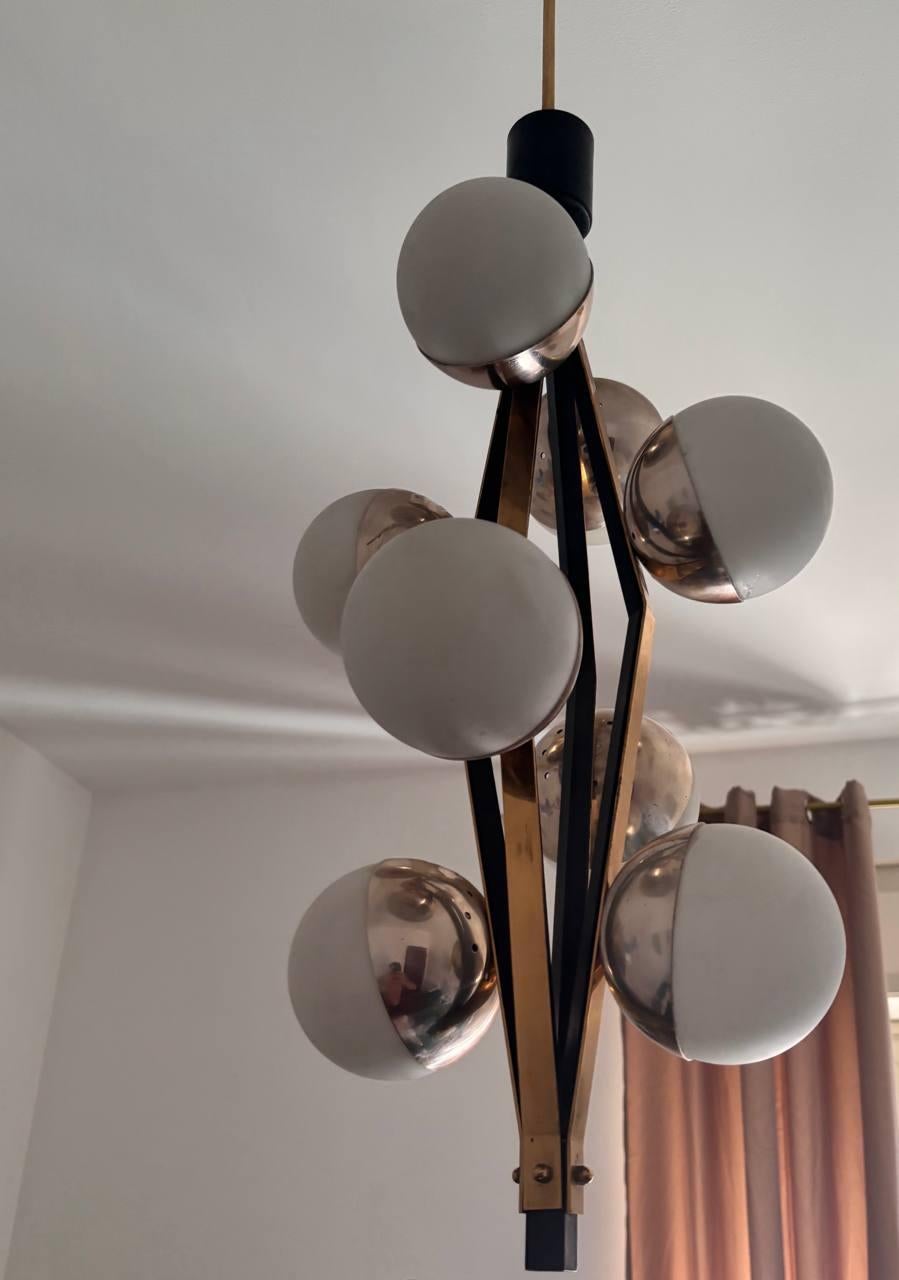 Set Stilnovo sculturale Italian '50 con timbro : piantana, lampadario, applique In condizioni buone in vendita a Palermo, IT