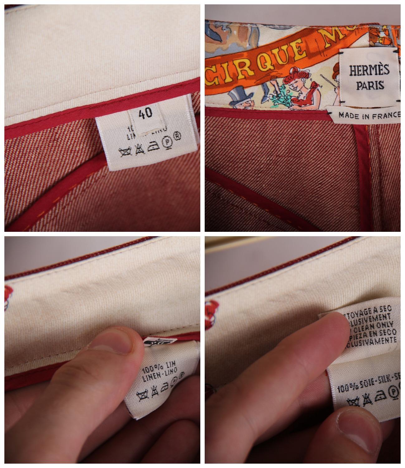 Red Set Suit Hermes breeches / jacket linen and silk For Sale