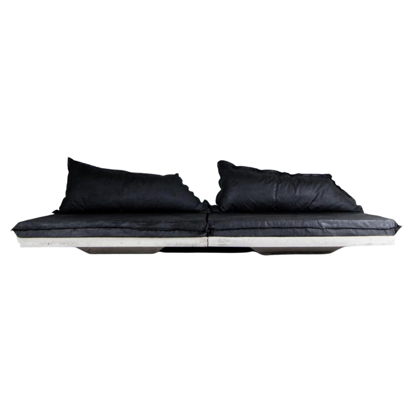 Unique Modern Concrete Two-Seated Black and White Sofa by Lucas Tyra Morten