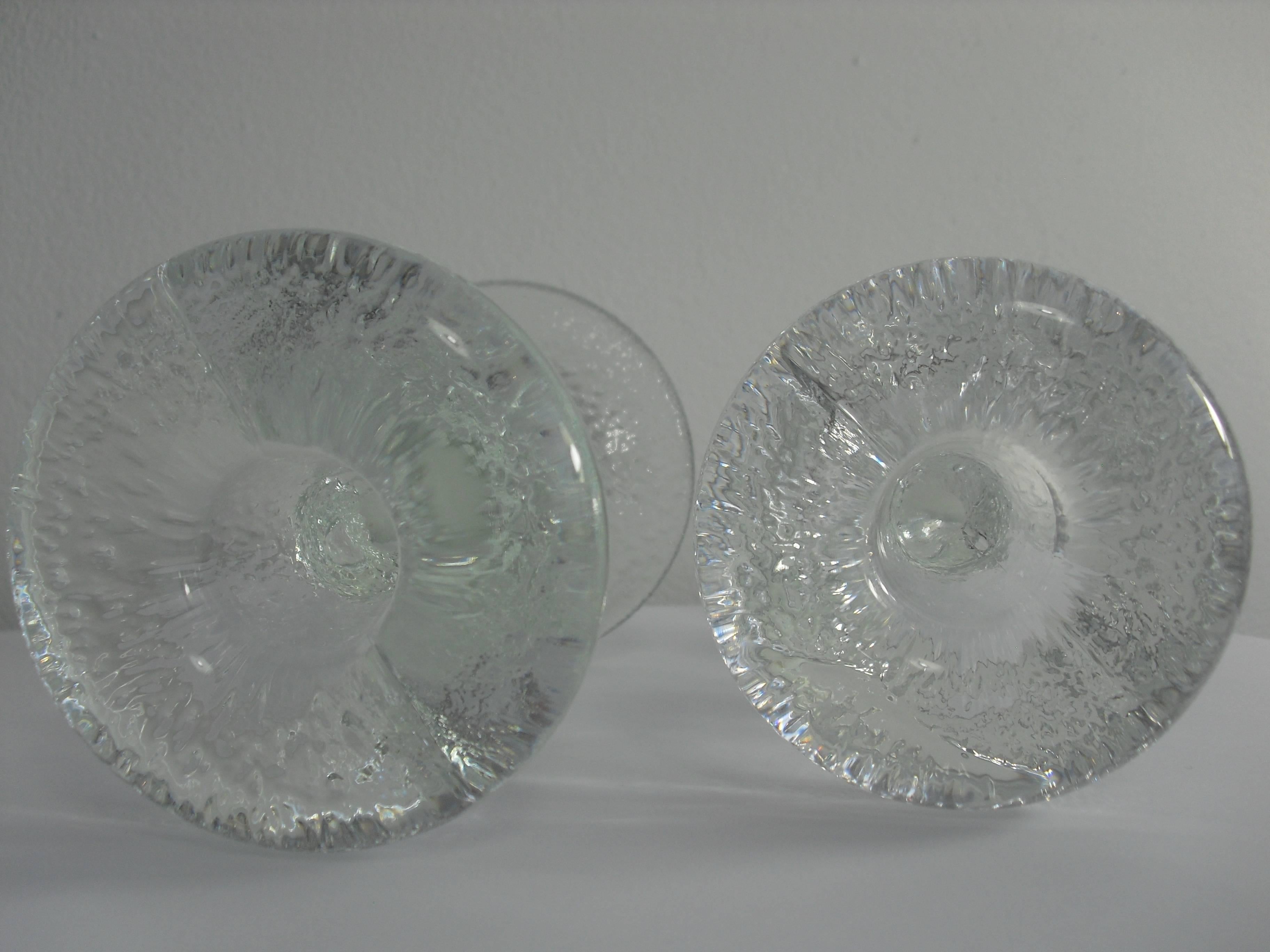 Set Swedish Crystal Glass Pukeberg Candleholders by Staffan Gellerstedt, 1970s For Sale 2