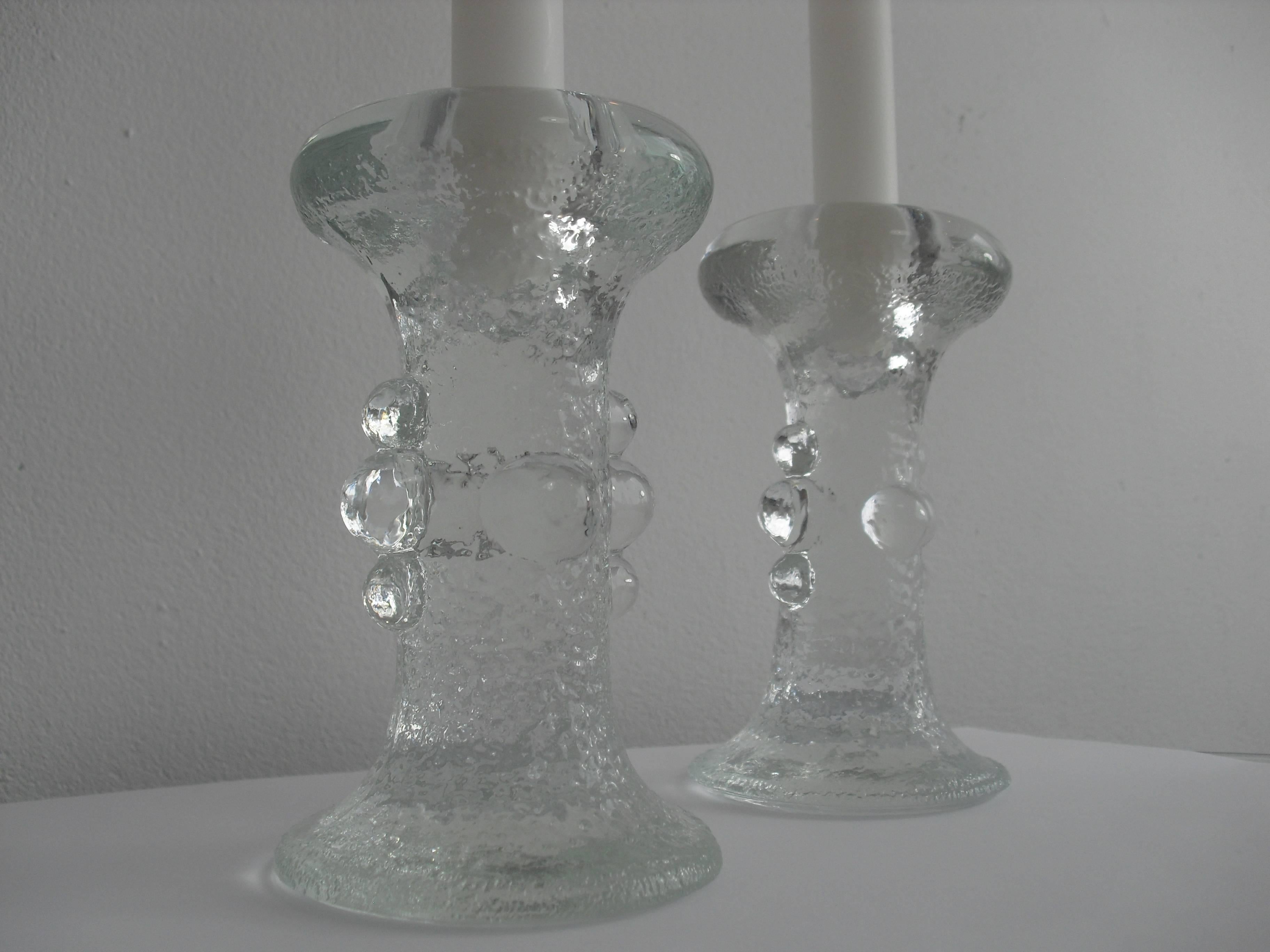 Set Swedish Crystal Glass Pukeberg Candleholders by Staffan Gellerstedt, 1970s For Sale 3