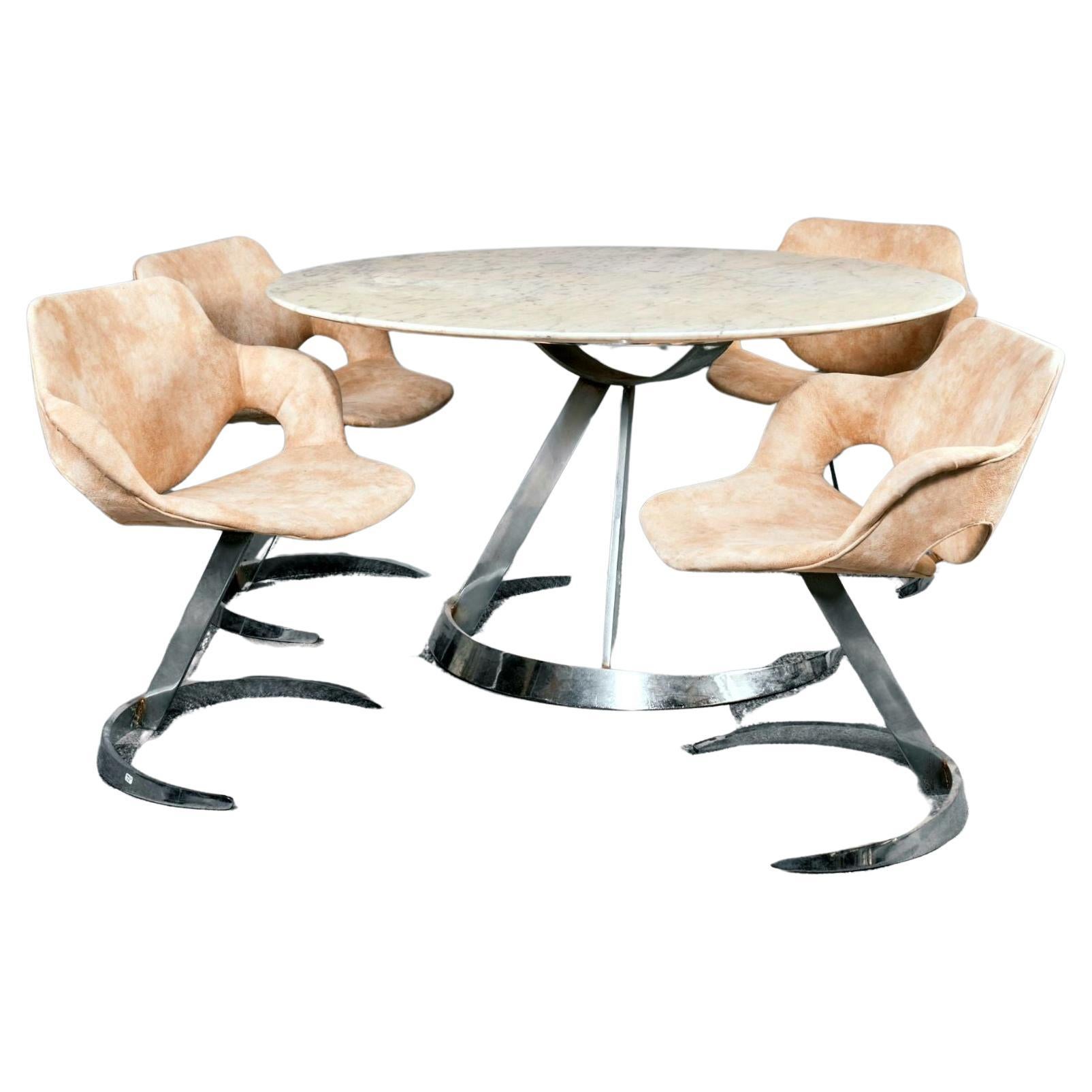 Set table et chaises Scimitar Boris Tabacoff pour Mobilier Modular Modern 1970 For Sale