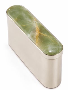 SET Tafi Onyx Oval Boxes, Alpaca Silver & Green Onyx Stone