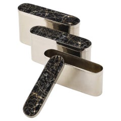 SET Tafi Onyx Oval Boxes, Silver Alpaca & Black Onyx Stone