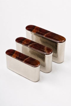 Conjunto de cajas ovaladas Tafi de ónix, plata de alpaca y ónix burdeos