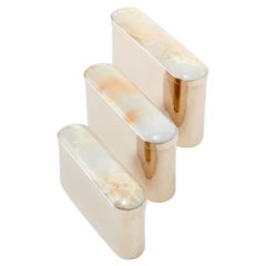 SET Tafi Scatole ovali in onice, alpaca d'argento e pietra d'onice