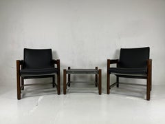 Set coffee table armchairs Dal Vera wood leatherette 60s'