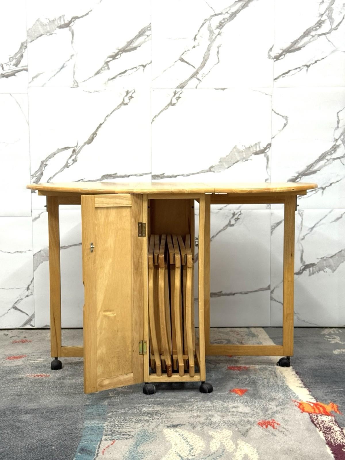Set Tavolo E Sedie Richiudibile Design Scandinavo Anni 80 Modernariato in vendita 4