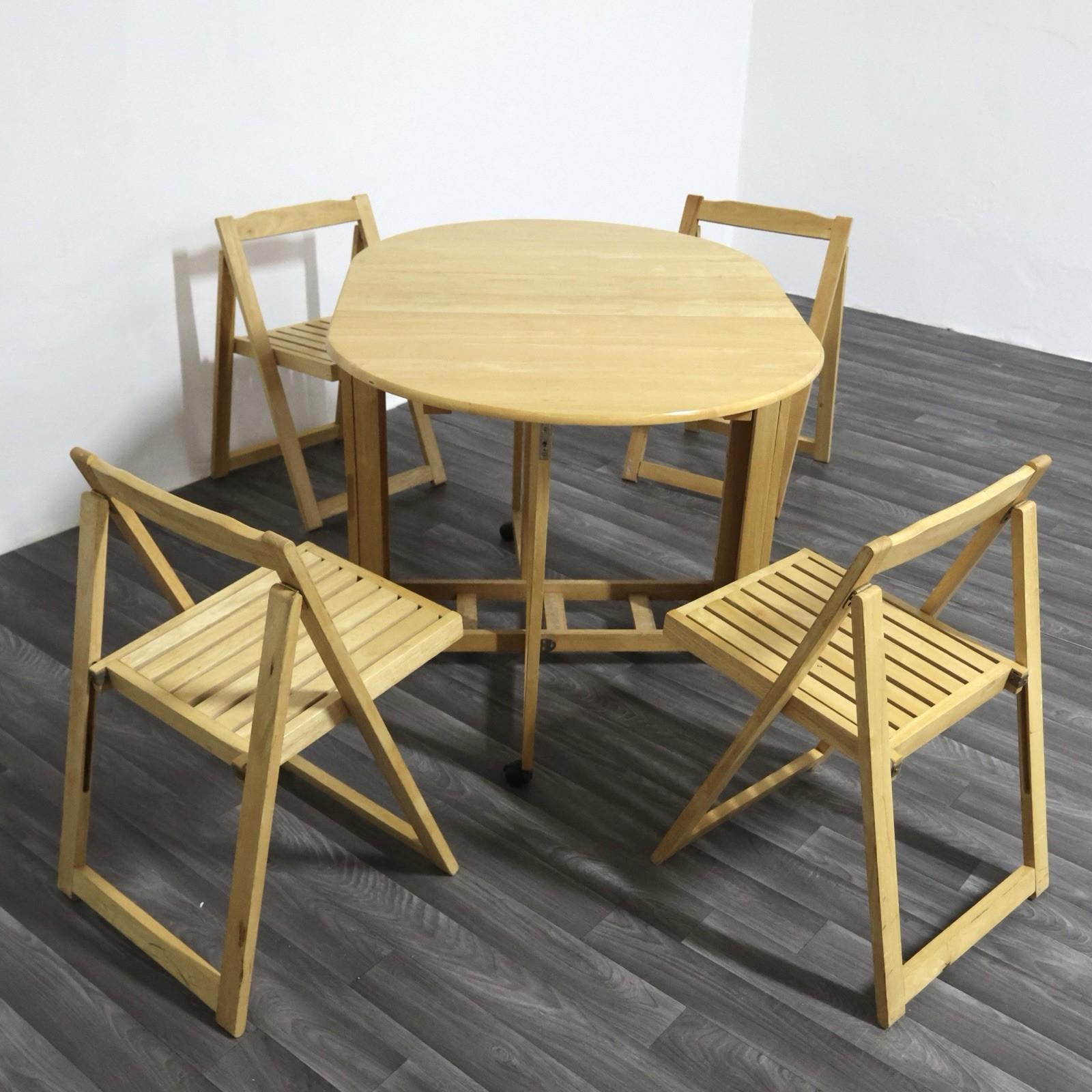 Set Tavolo E Sedie Richiudibile Design/One Anni 80 Modernariato en vente 8