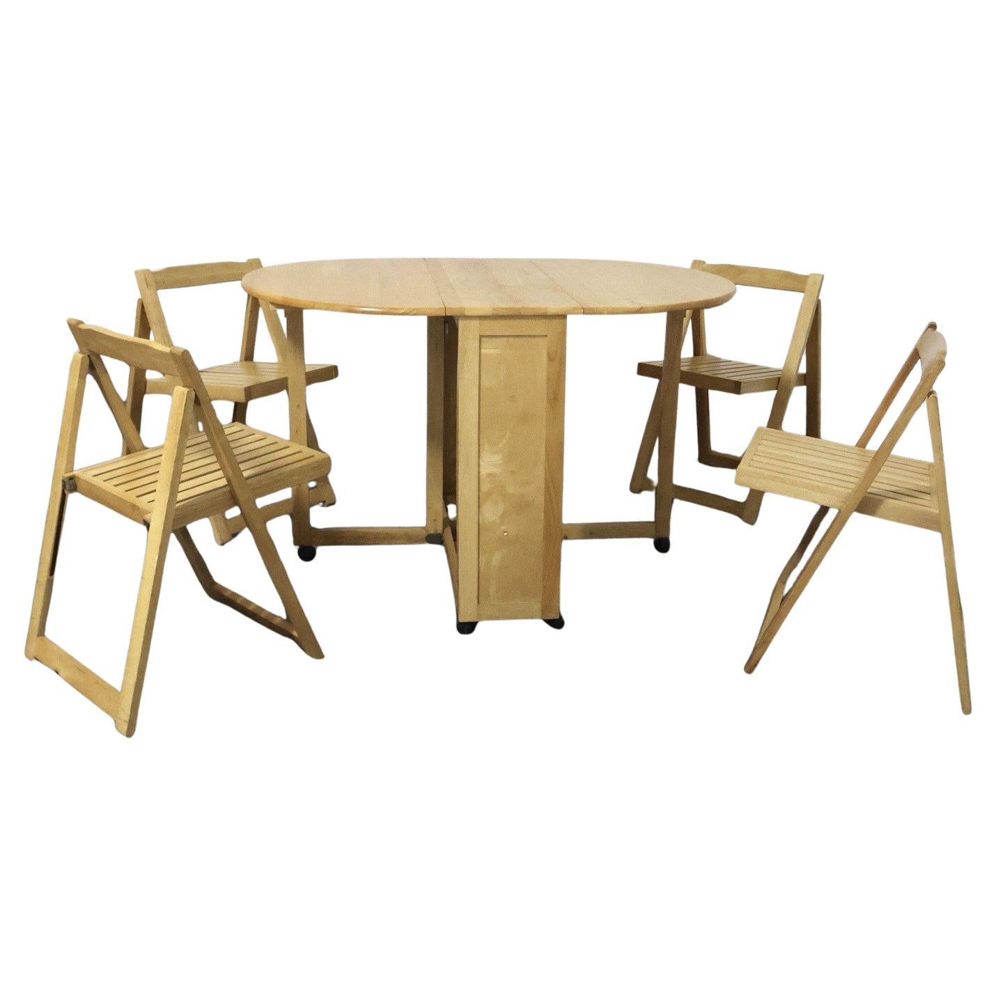 Set Tavolo E Sedie Richiudibile Design Scandinavo Anni 80 Modernariato