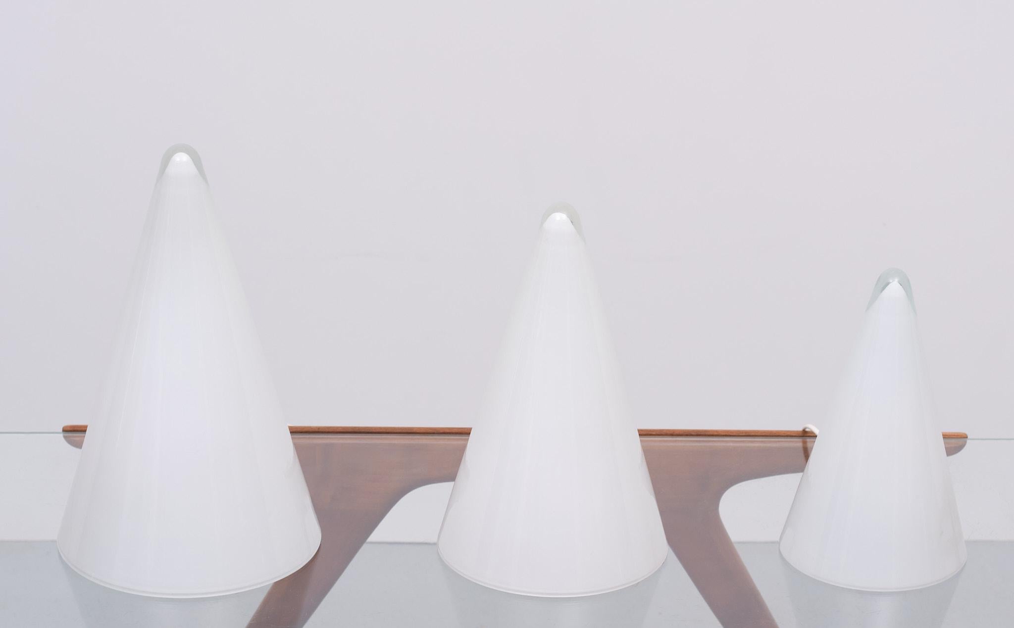 French Set Teepee Glass Table Lamps, France, 1970s
