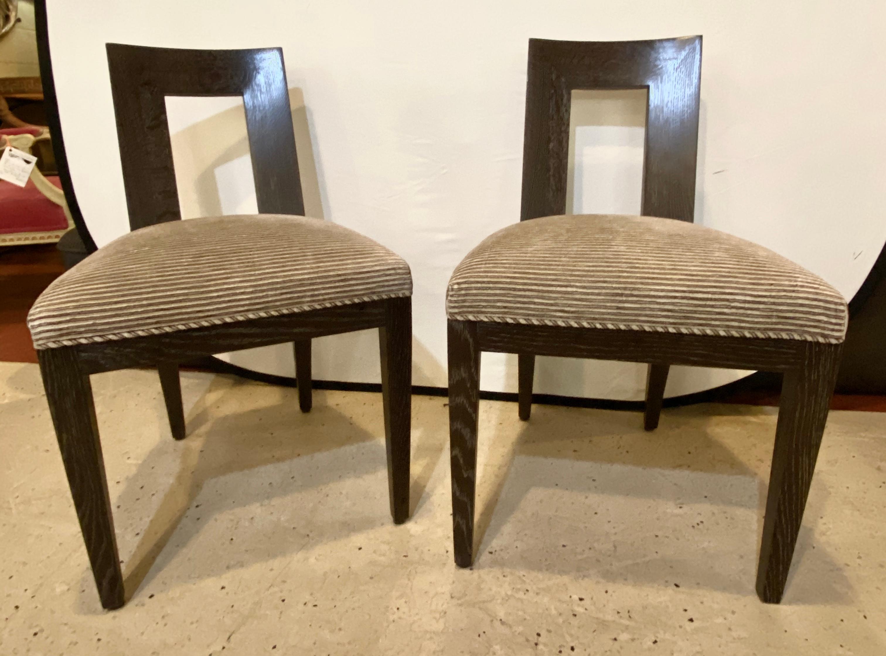 Set Ten Donghia 'Margarita' Design Dining Chairs Pickled Oak, Labeled Donghia In Good Condition In Stamford, CT