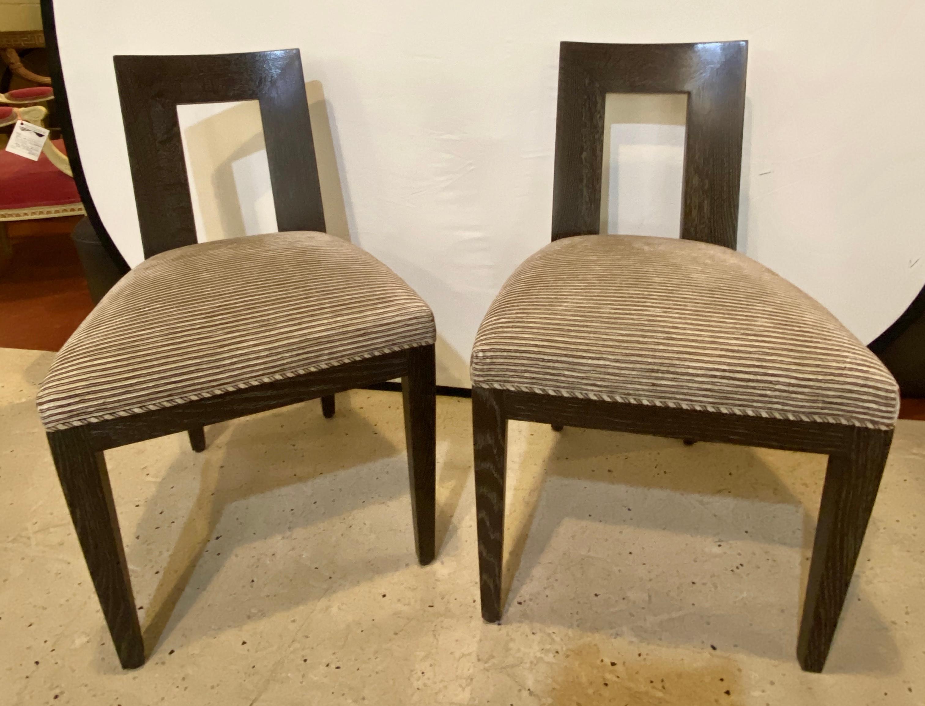 Set Ten Donghia 'Margarita' Design Dining Chairs Pickled Oak, Labeled Donghia 1