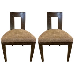 Set Ten Donghia 'Margarita' Design Dining Chairs Pickled Oak, Labeled Donghia