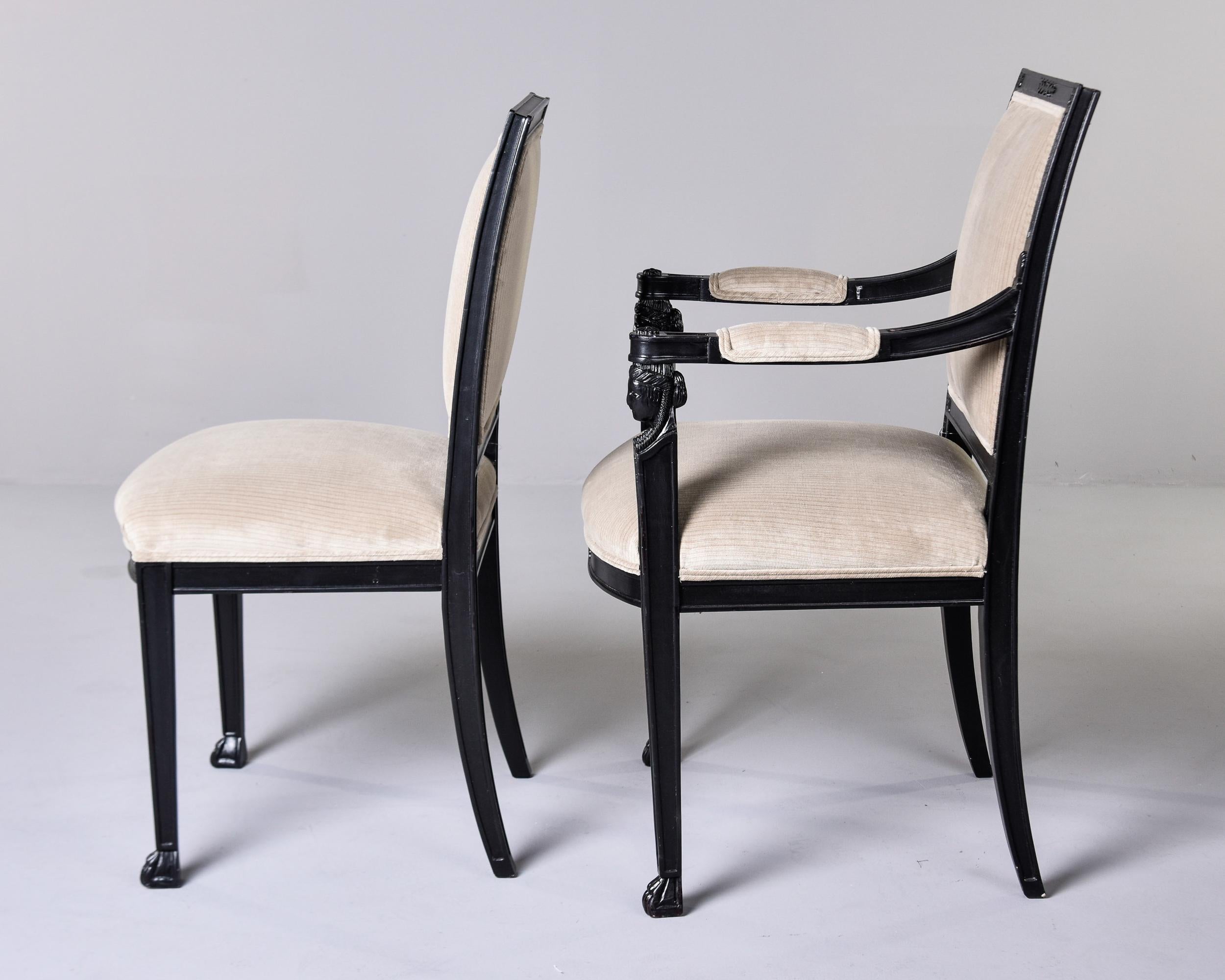 20th Century Set Ten Vintage Neoclassical Style Dining Chairs with New Velvet Upholstery