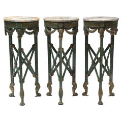Juego Tres (3) Pedestales de Bronce y Mármol Estilo Directoire Francés