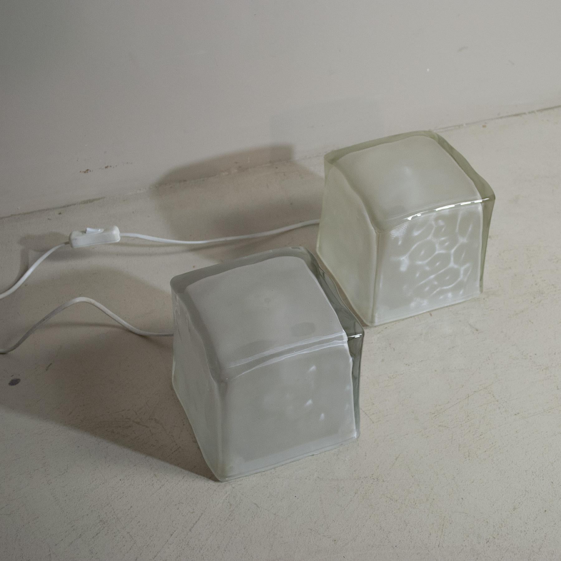 Mid-Century Modern Set Three Cubes Table Lamps 70's For Sale