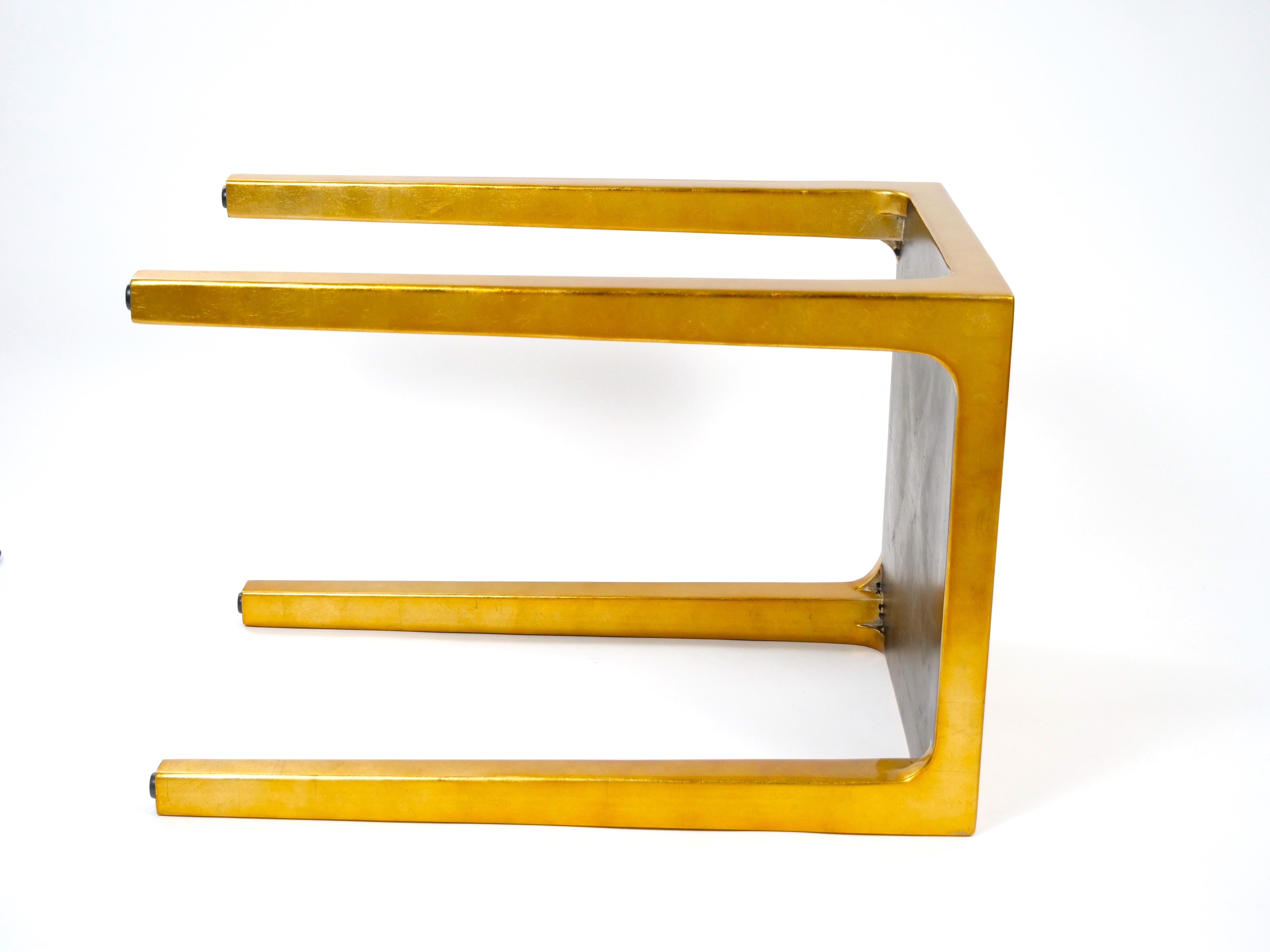 Set Three Mid-Century Modern Lacquered Gold Leaf Nesting Tables For Sale 9