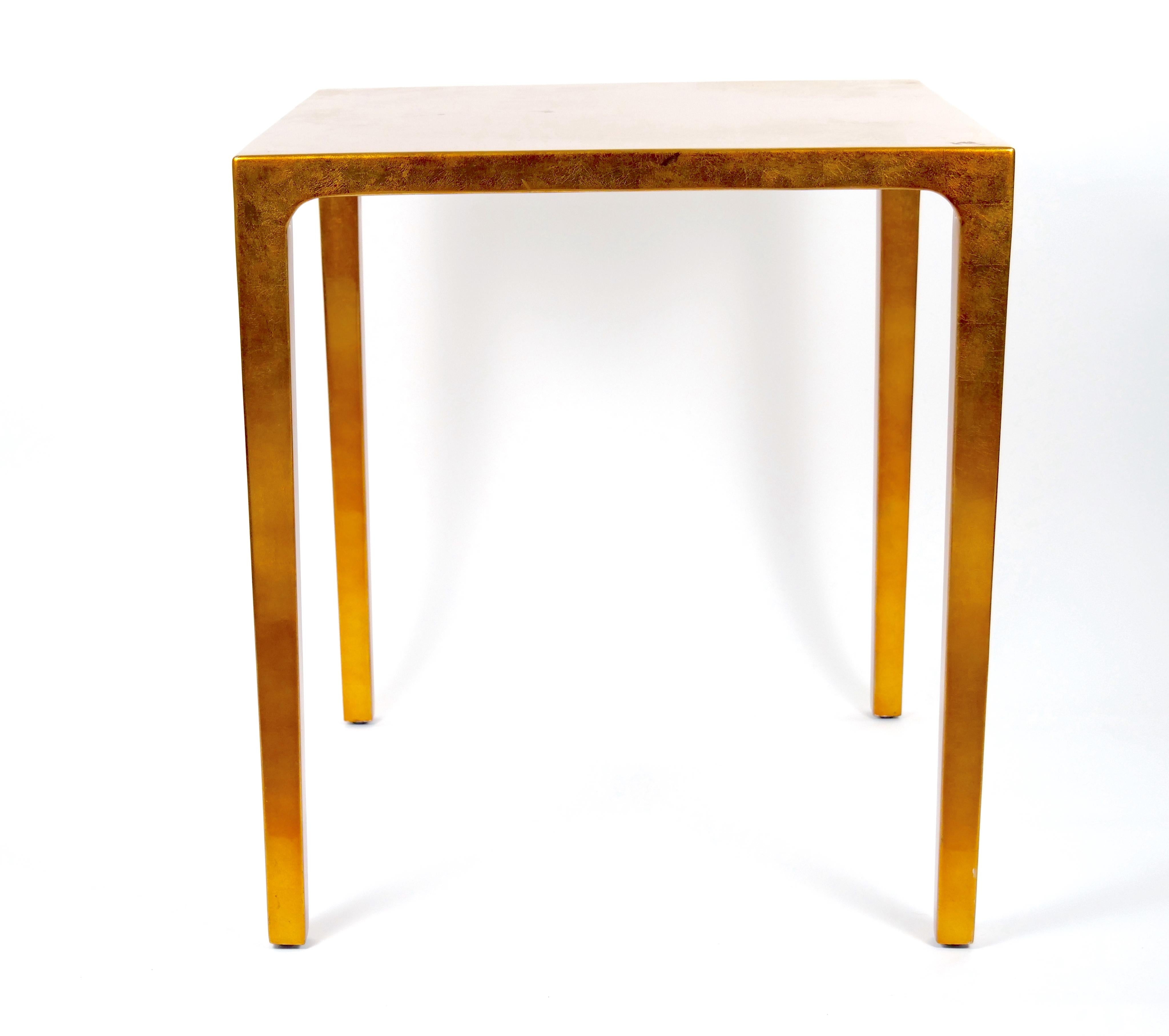 Gilt Set Three Mid-Century Modern Lacquered Gold Leaf Nesting Tables For Sale