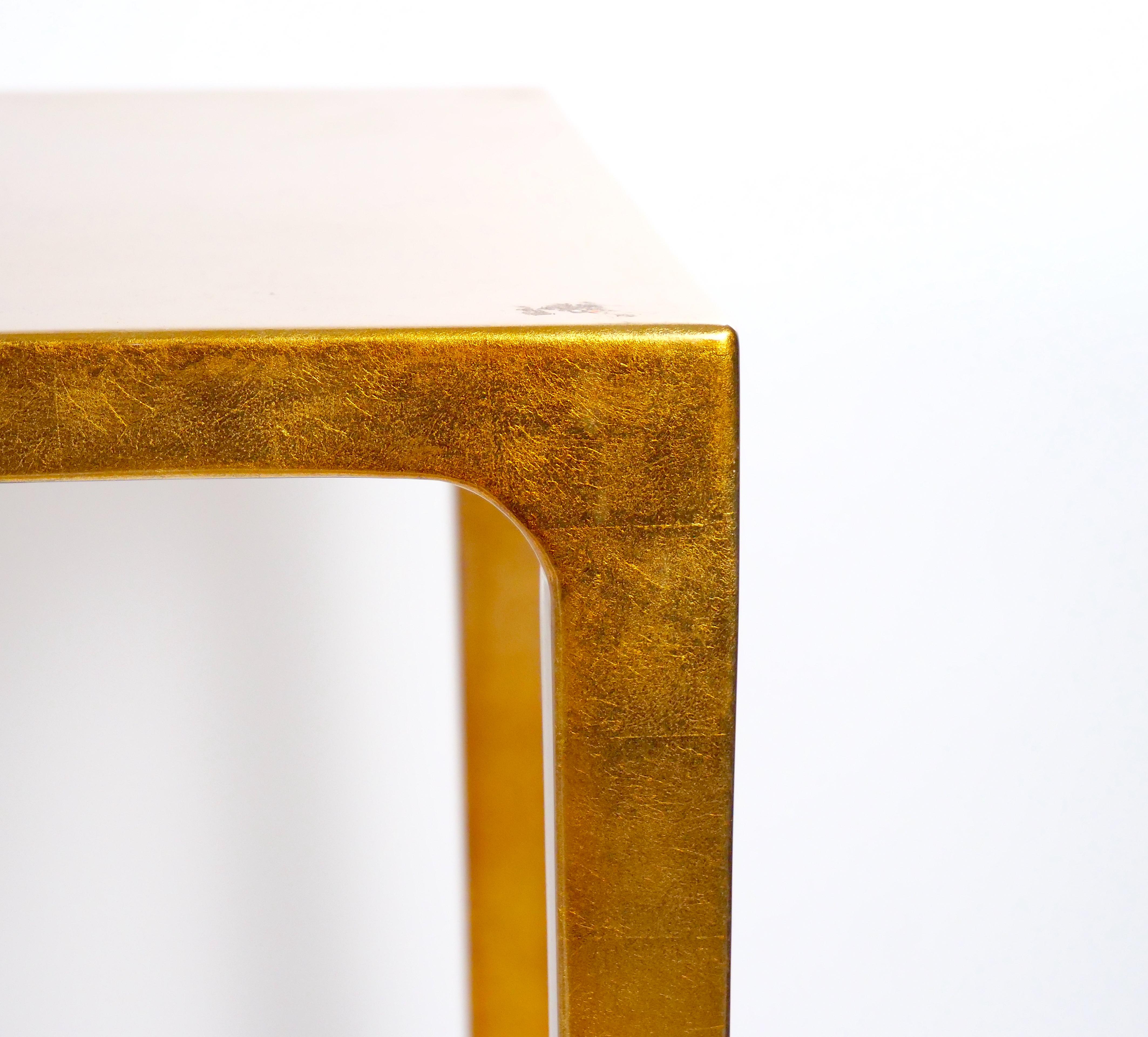 Set Three Mid-Century Modern Lacquered Gold Leaf Nesting Tables For Sale 2