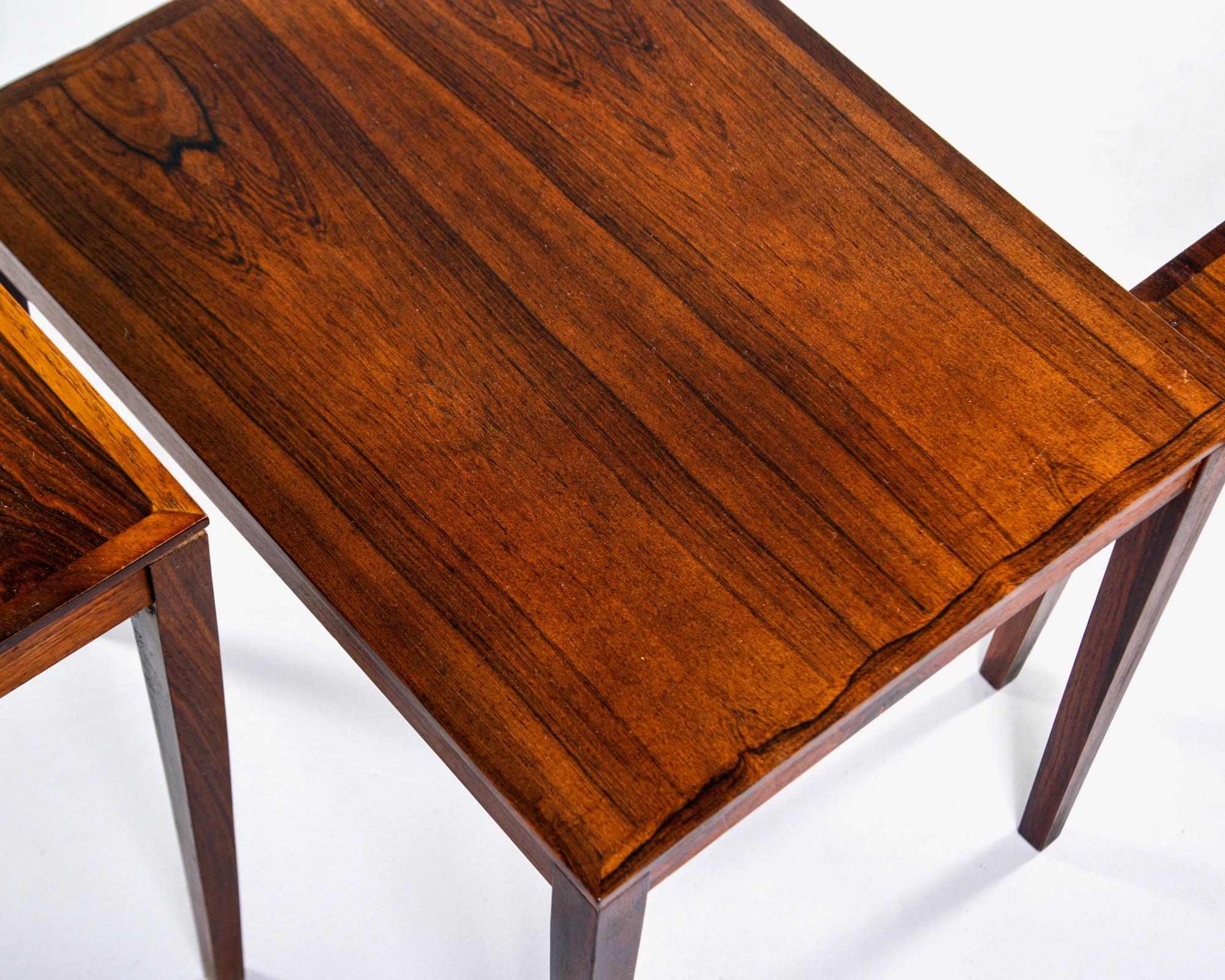 20th Century Set of Three Midcentury Danish Bent Silbert Rosewood Nesting Tables