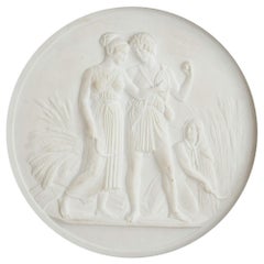 Set Three Royal Copenhagen Allegorical Bisque Plaques Danish 19th Century