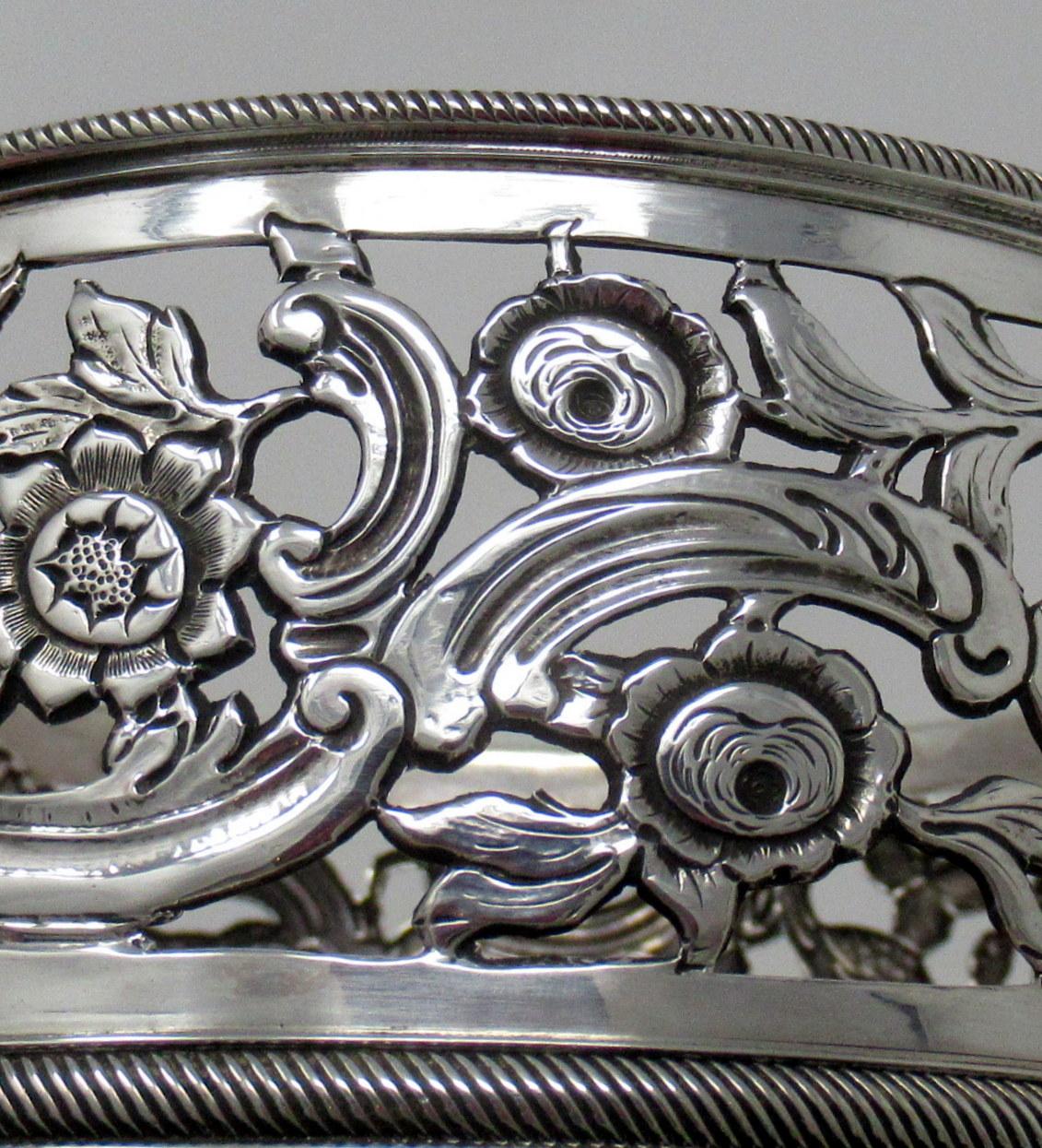 19th Century Set of Three Sterling Silver Wine Coasters Samuel Hayne Dudley Cater London 1841