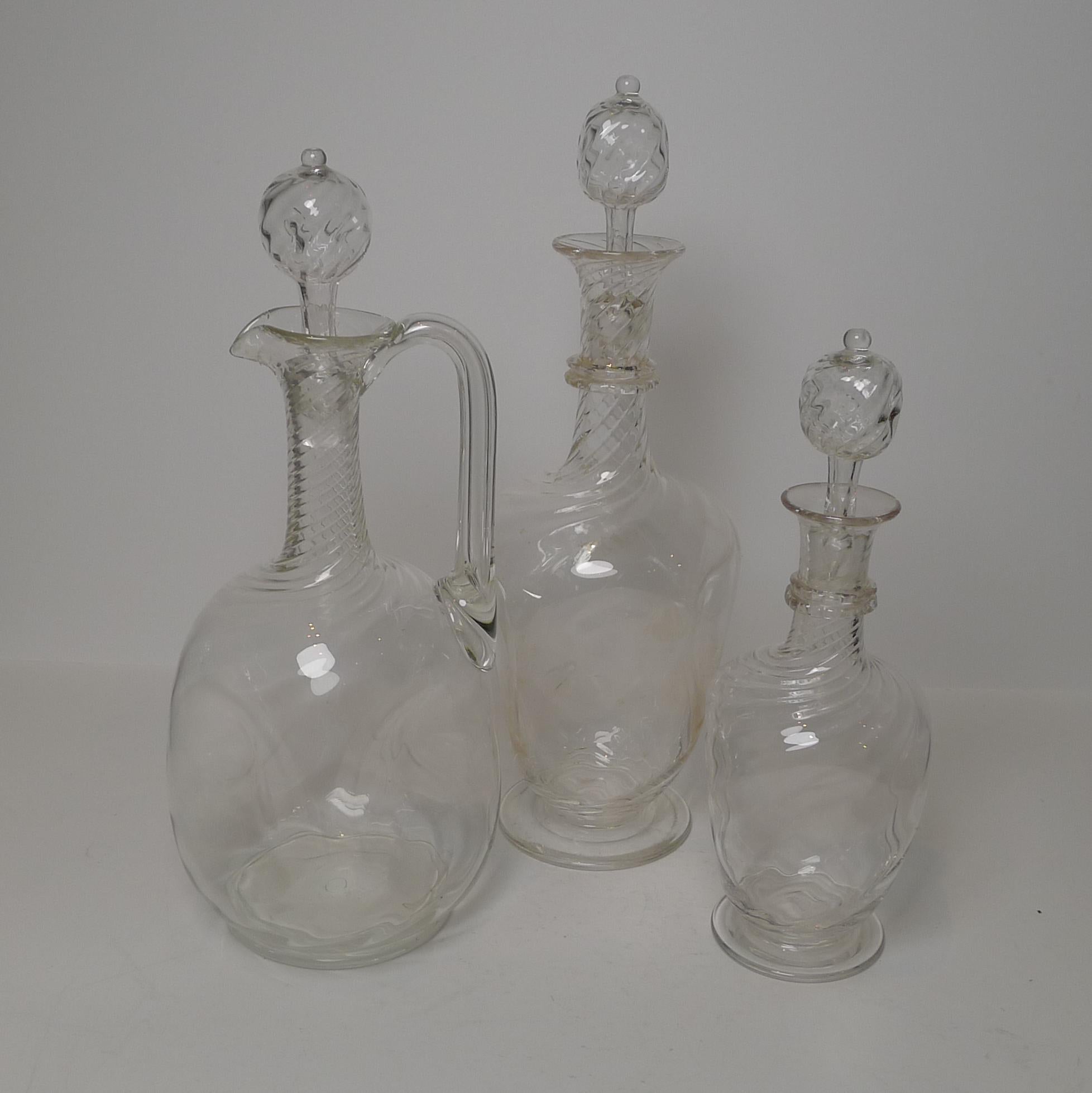 Set Three Venetian Glass Decanters / Claret Jug, circa 1950 4