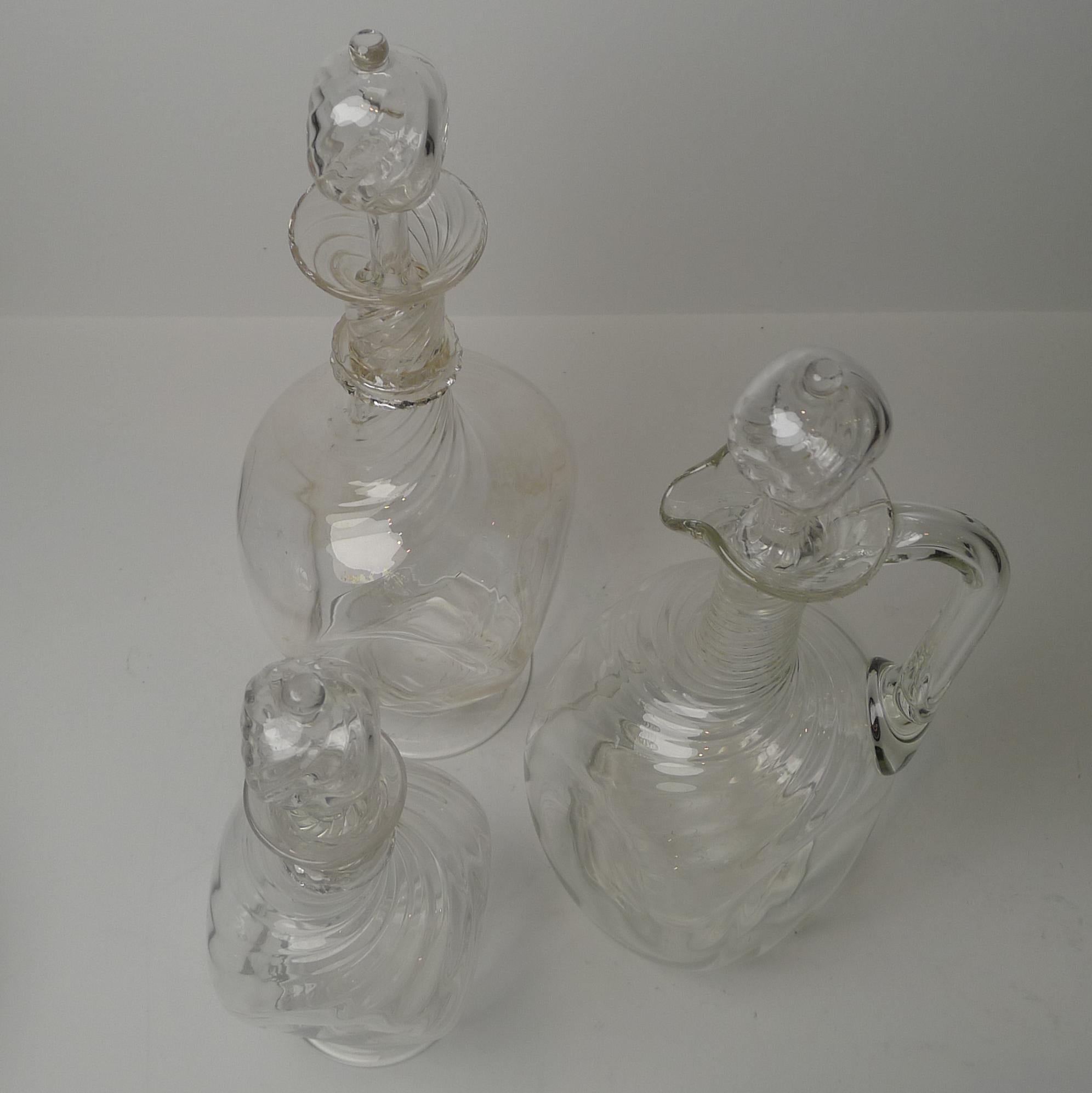Italian Set Three Venetian Glass Decanters / Claret Jug, circa 1950