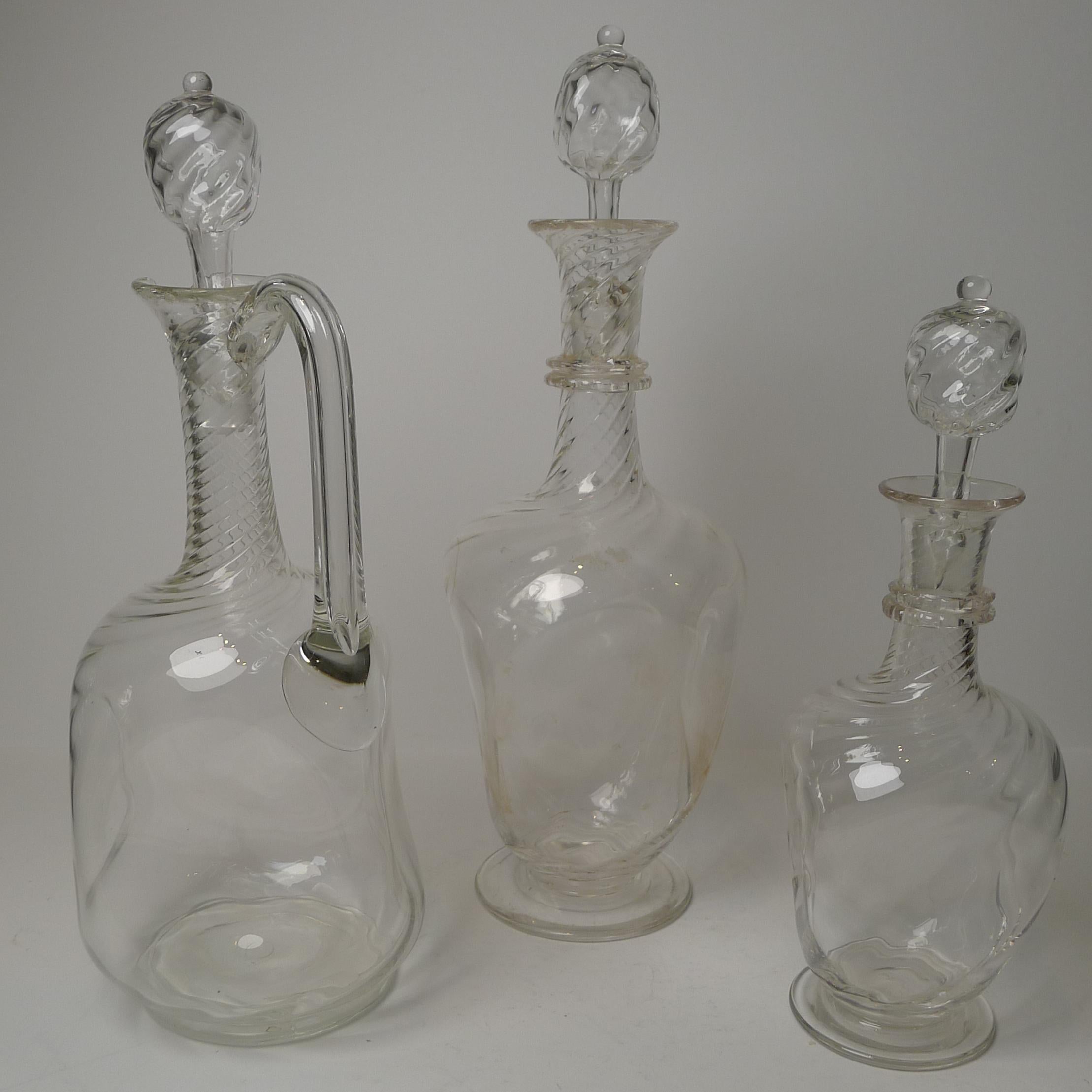 Set Three Venetian Glass Decanters / Claret Jug, circa 1950 3