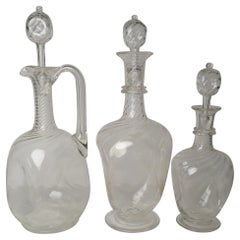 Set Three Venetian Glass Decanters / Claret Jug, circa 1950