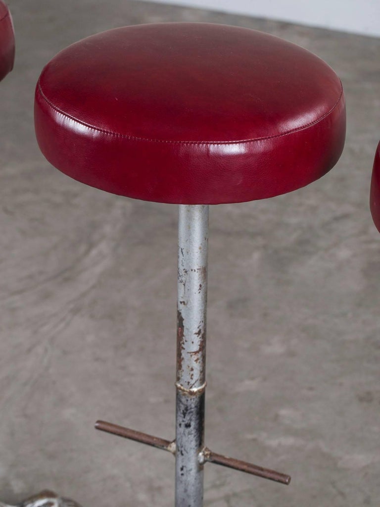 Set of Three Vintage English Cast Iron Counter Stools, England, circa