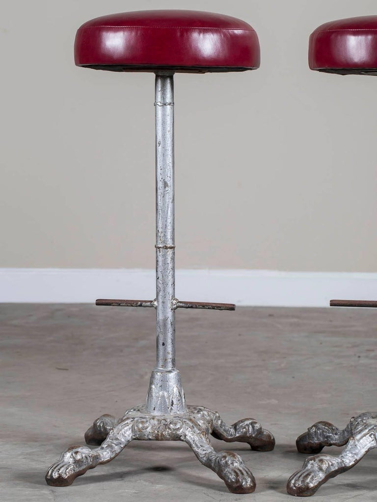 Set of Three Vintage English Cast Iron Counter Stools, England, circa