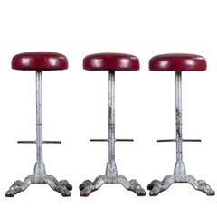 Set of Three Vintage English Cast Iron Counter Stools, England, circa 1895